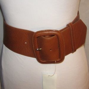 NICOLE MILLER Wide Brn Italian Pebble Leather Belt